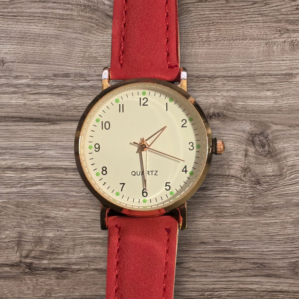 Red Leather Strap Watch